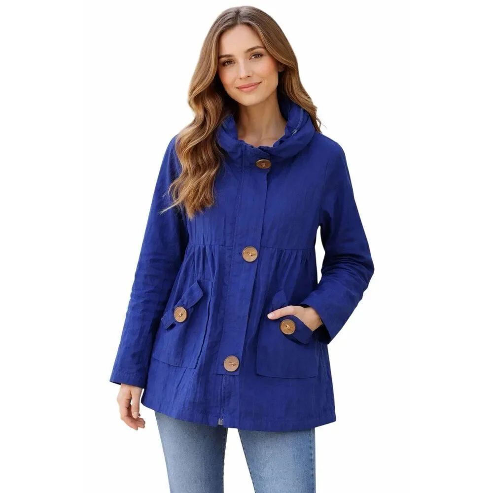 Dorman  Vintage Y2K Royal Blue Windbreaker Hooded Baby Doll Jacket SZcS